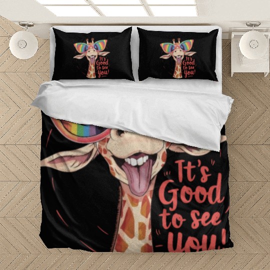 Funky Giraffe With Colorful Sunglasses Fun Saying Bedding Sets