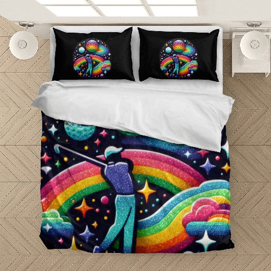 Galactic Golf Course Fairway Golfing In The Stars Bedding Sets