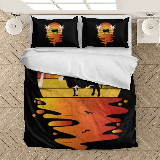Sunset Cow and Palm Tree Scene Bedding Sets