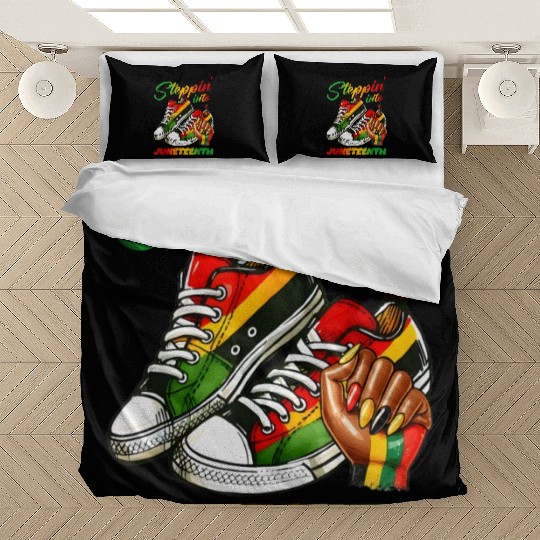 stepping into juneteenth Afro Woman Black Girl Bedding Sets