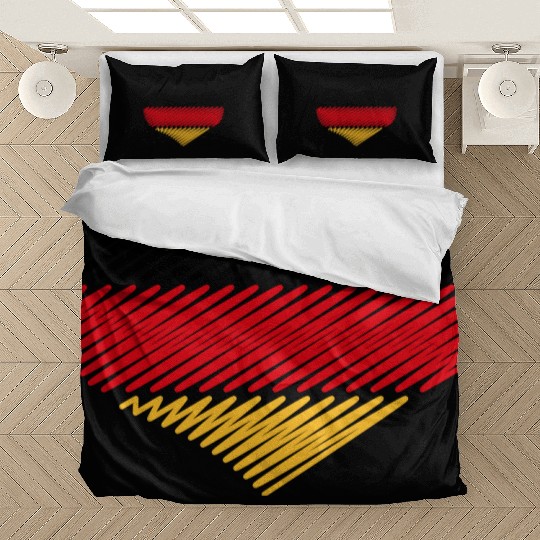 Heart - Black Red Gold (Germany / Flag / Scribble) Bedding Sets