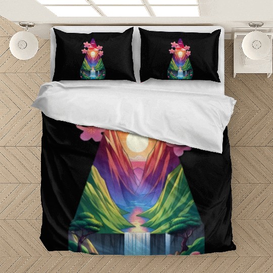 sunrise waterfall scenery Bedding Sets