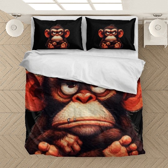 animals grumpy ape monkey Bedding Sets