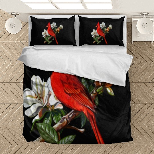Northern Red Cardinal On A Branch Bedding Sets