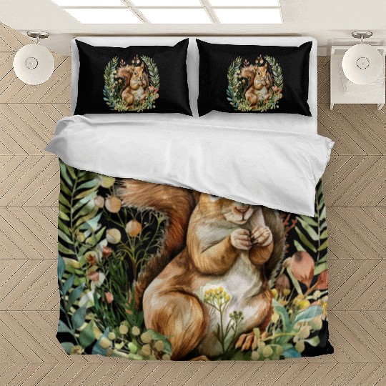 Squirrel Clipart - Woodland Creatures Art, Cute Bedding Sets