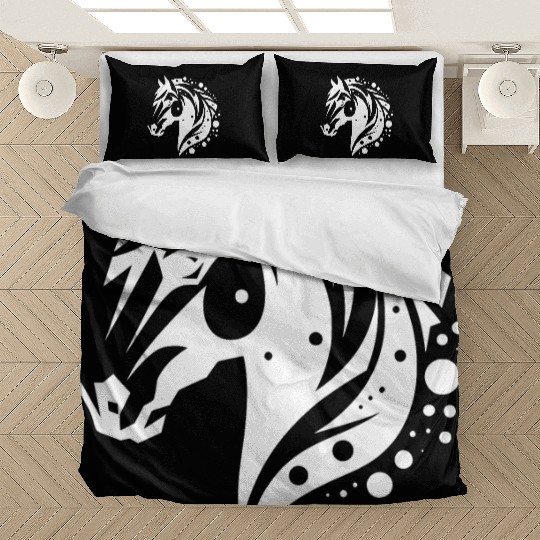 Horse Head Vintage Tribal Portrait Pony Tattoo Bedding Sets