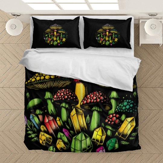 mushrooms and crystals Bedding Sets
