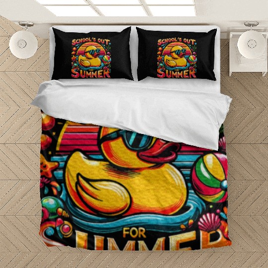 Schools Out For Summer Teacher Yellow Duck Bedding Sets