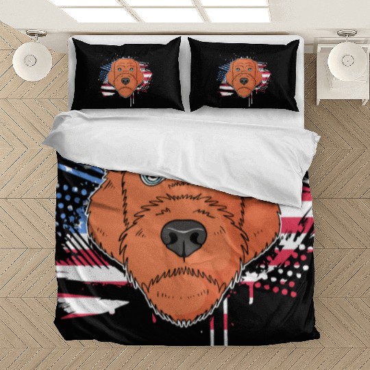 US Flag Wirehaired Pointing Griffon Patriotic Dog Bedding Sets