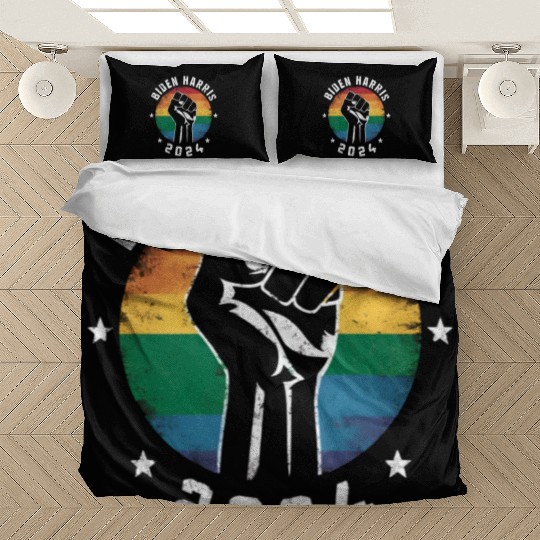 Biden Harris 2024 LGBT Rainbow Gay Pride Election Bedding Sets