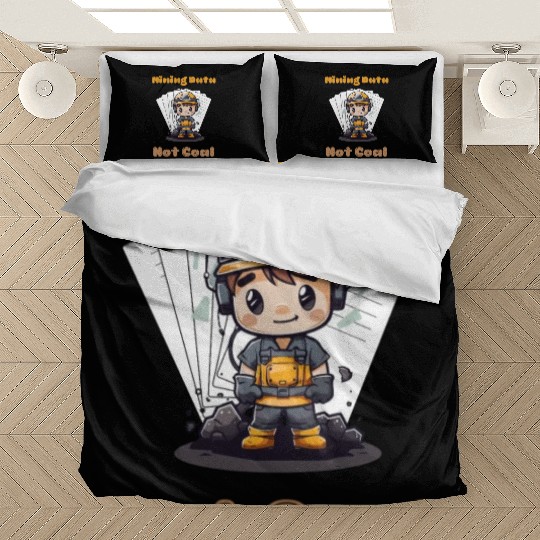 Cute Chibi Coal Miner Data Mining with Papers Illu Bedding Sets