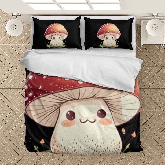 Cute Kawaii Mushrooms Clipart, Cute Mushrooms PNG Bedding Sets
