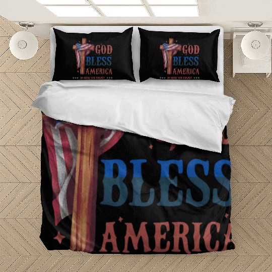 God Bless America Proud Retro US Flag 4th Of July Bedding Sets