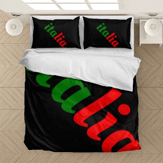 Vibrant Italian Flag Typography Bedding Sets