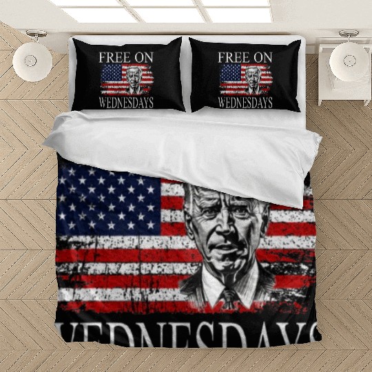 Free On Wednesdays US Flag Patriotic Joe Biden Bedding Sets