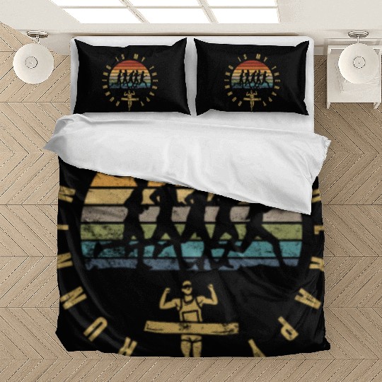 Running Is My Therapy Funny Marathon Bedding Sets
