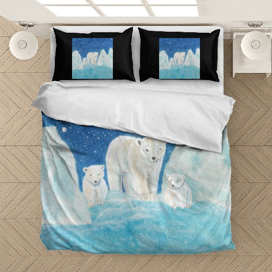 Polar Bears (Ursus maritimus) - Bear Mother & Cubs Bedding Sets