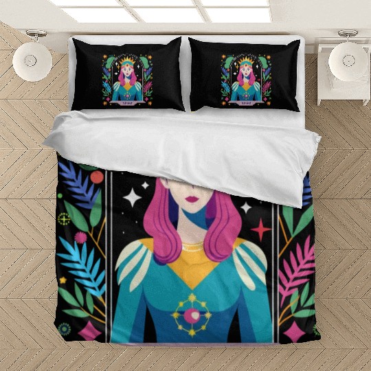 Floral Virgo Tarot Zodiac Graphic Bedding Sets