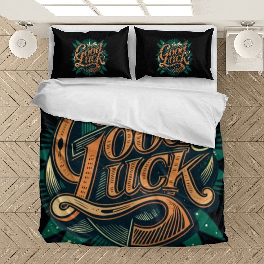 Orange and Green Good luck Graphic Bedding Sets