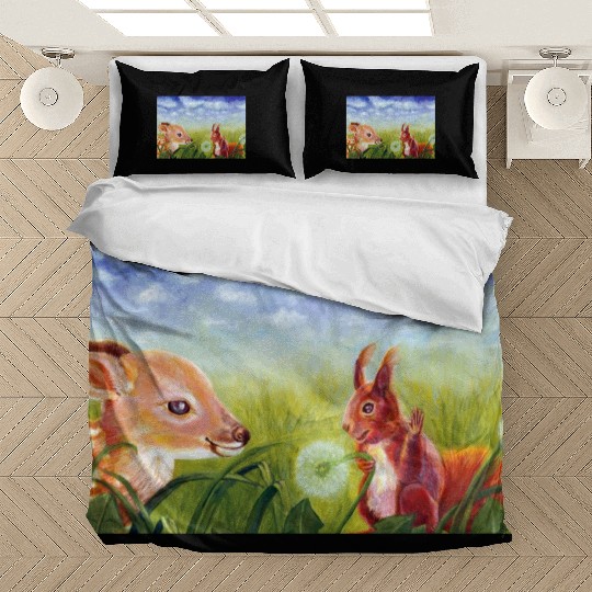 Little Fawn & Squirrel Illustration Bedding Sets