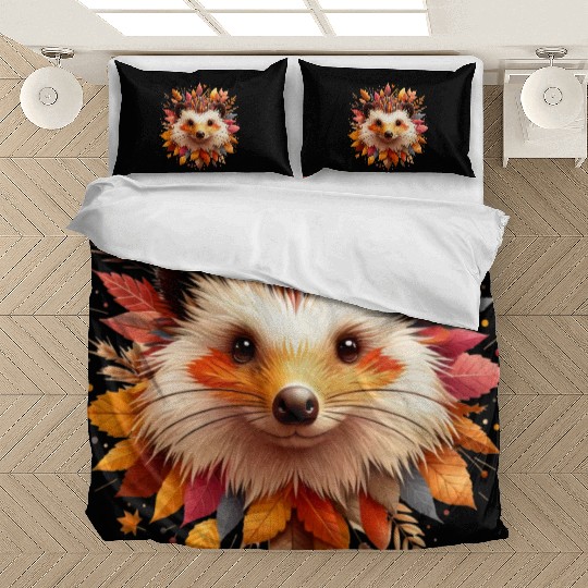 beautiful hedgehog, made from different leaves Bedding Sets