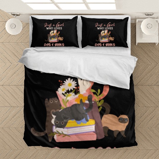 Girls who love cats and readgin book. Cat Lovers Bedding Sets