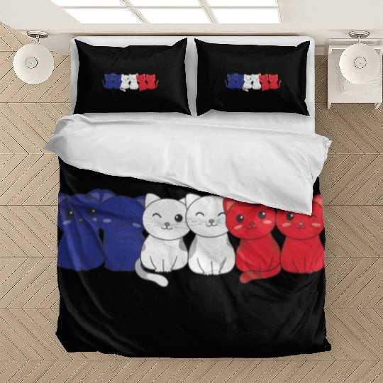 French Flag Cat French France Bedding Sets