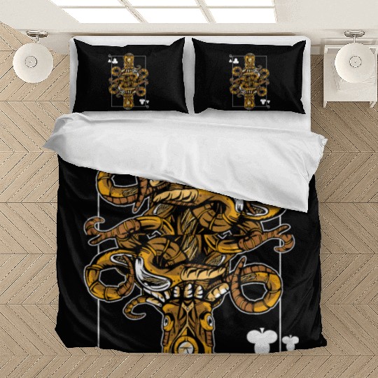 Octopus Steampunk Card Game Queen of Clubs Poker Bedding Sets
