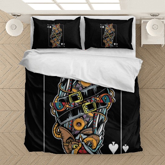 Eagle Owl Steampunk Card Game King of Spades Poker Bedding Sets