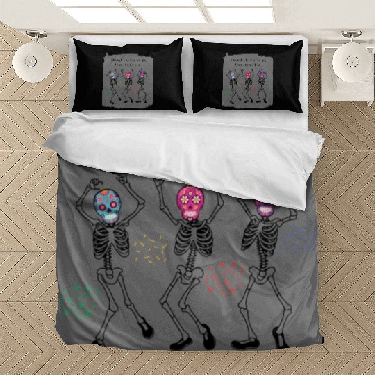 3 Best Friends Sugar Skull Skeleton 3 bff Trio Bedding Sets