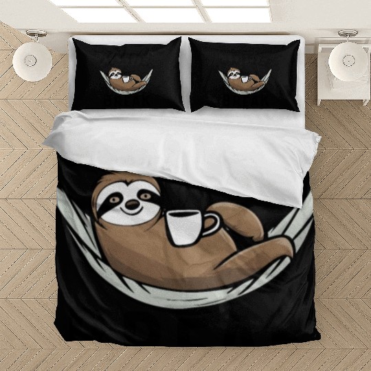 Relaxing Sloth Coffee Lover Fun Coffee Break Bedding Sets