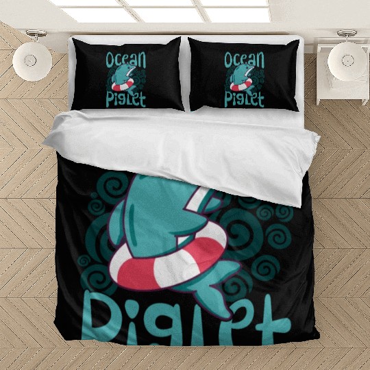 Funny Dolphin Lover Ocean Piglet Graphic for Aquat Bedding Sets