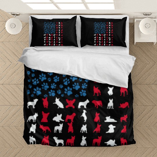 French Bulldog Patriotic Frenchie 4th of July USA Bedding Sets
