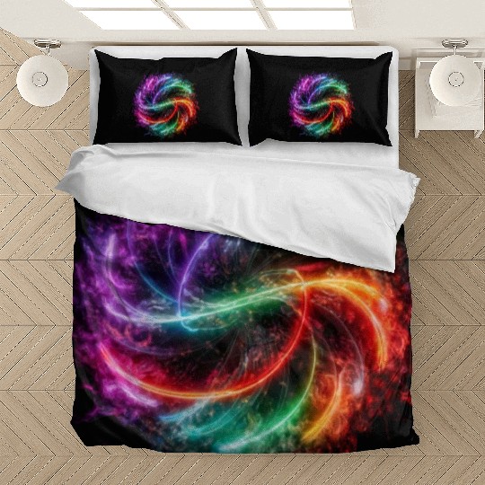 Neon color ai particles Bedding Sets