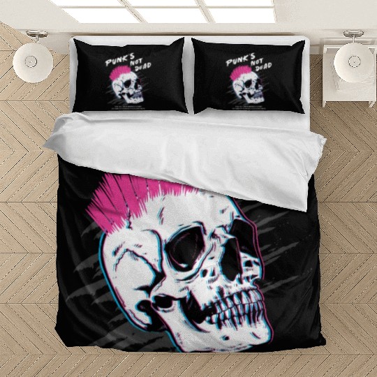 Punks Not Dead - Skull Punk Rock Music - Old Bedding Sets