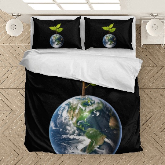 Planet Earth with beautiful freshness growth tree Bedding Sets