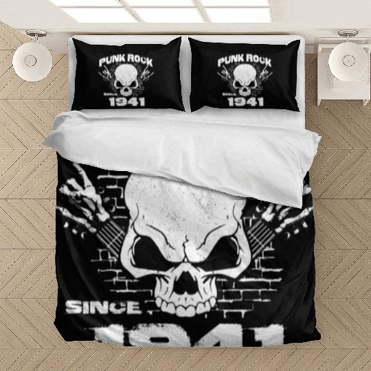 83rd Birthday - Punk Rock Since 1941 Skull Rock Bedding Sets