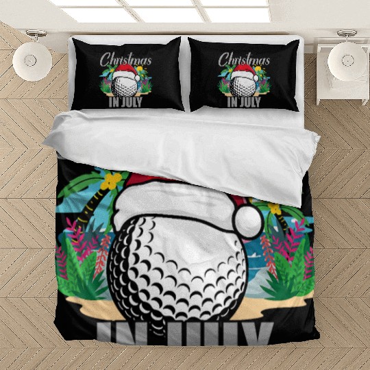 Christmas in July Golf Santa Hat Funny Summer Bedding Sets