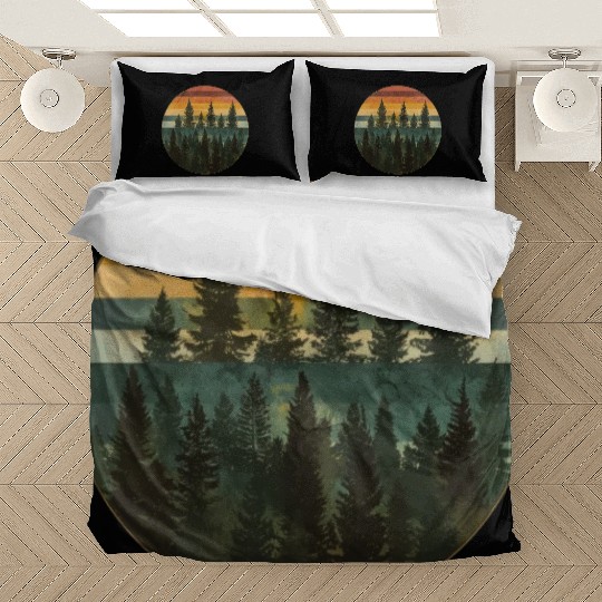 Sunset Forest Nature Outdoors Retro 80s Vibe 6 Bedding Sets