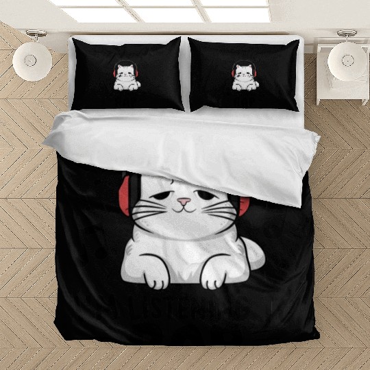 Cute Cat I Can't Hear You I'm Listening To Rap Bedding Sets
