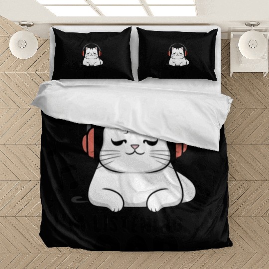 Cute Cat I Can't Hear You I'm Listening To Rap Bedding Sets