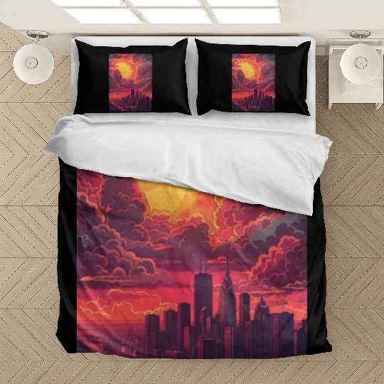 Beautiful View of Detroit MI Bedding Sets