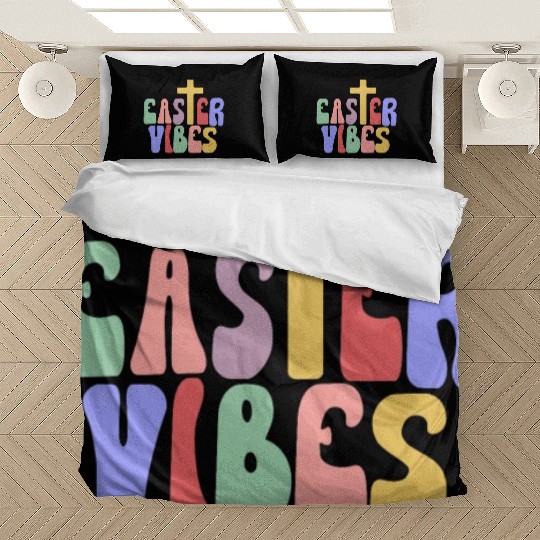 Easter Vibes Cross Happy Easter Celebration Bedding Sets
