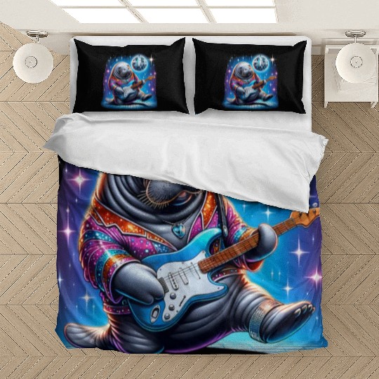 Disco Ball Guitar Manatee Bedding Sets