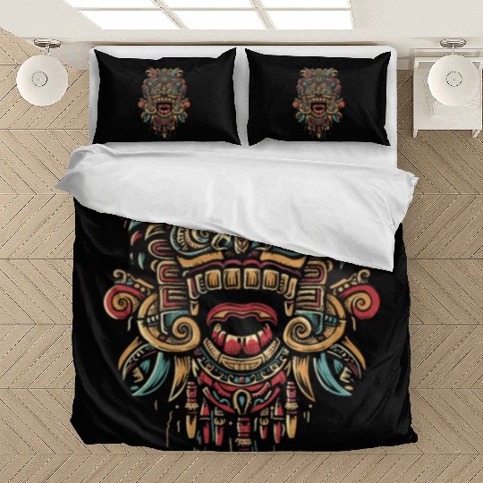Aztec God Ancient Mythology Tonatiuh Warrior Mask Bedding Sets