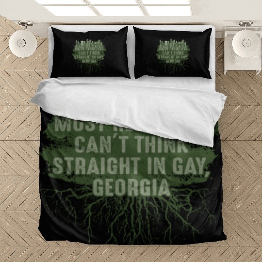 Think Straight in Gay Georgia Pun The Peach State Bedding Sets