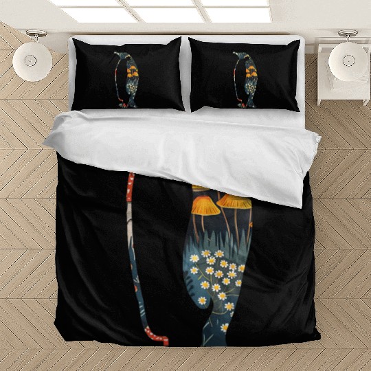 Aesthetic Silhouette Mushrooms Cottagecore Penguin Bedding Sets
