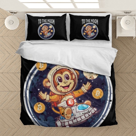 Cryptocurrency Bitcoin Ape To The Moon Bedding Sets