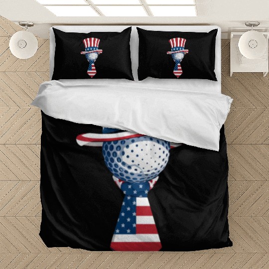 Patriotic Golf Ball with Stars and Stripes Hat Bedding Sets