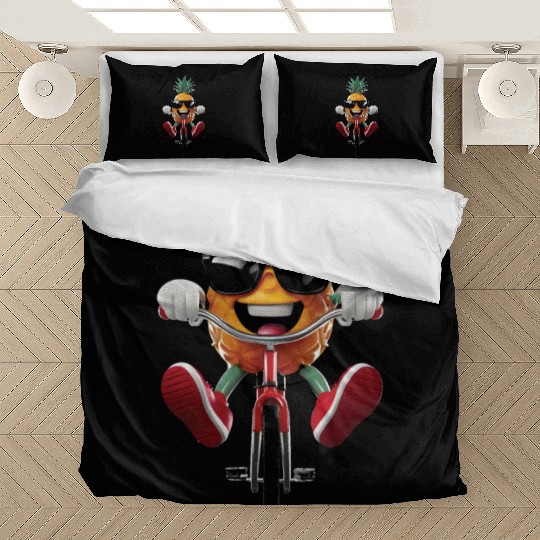 Pineapple Cycling On Bike Realistic Bedding Sets
